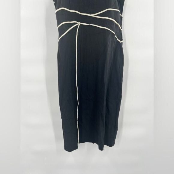 Maeve Anthropologie black dress with white bias sleeveless size 12 - Picture 2 of 8